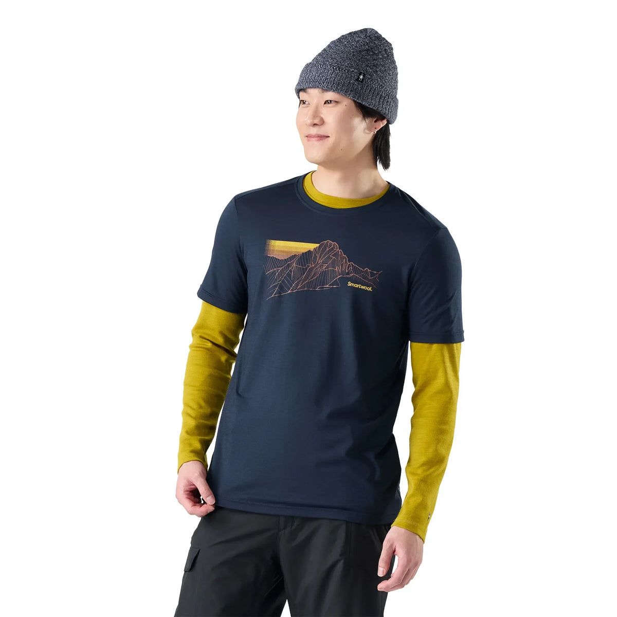 Smartwool t-shirt graphique Alpine Trace pour homme - Marine profond, vue de face