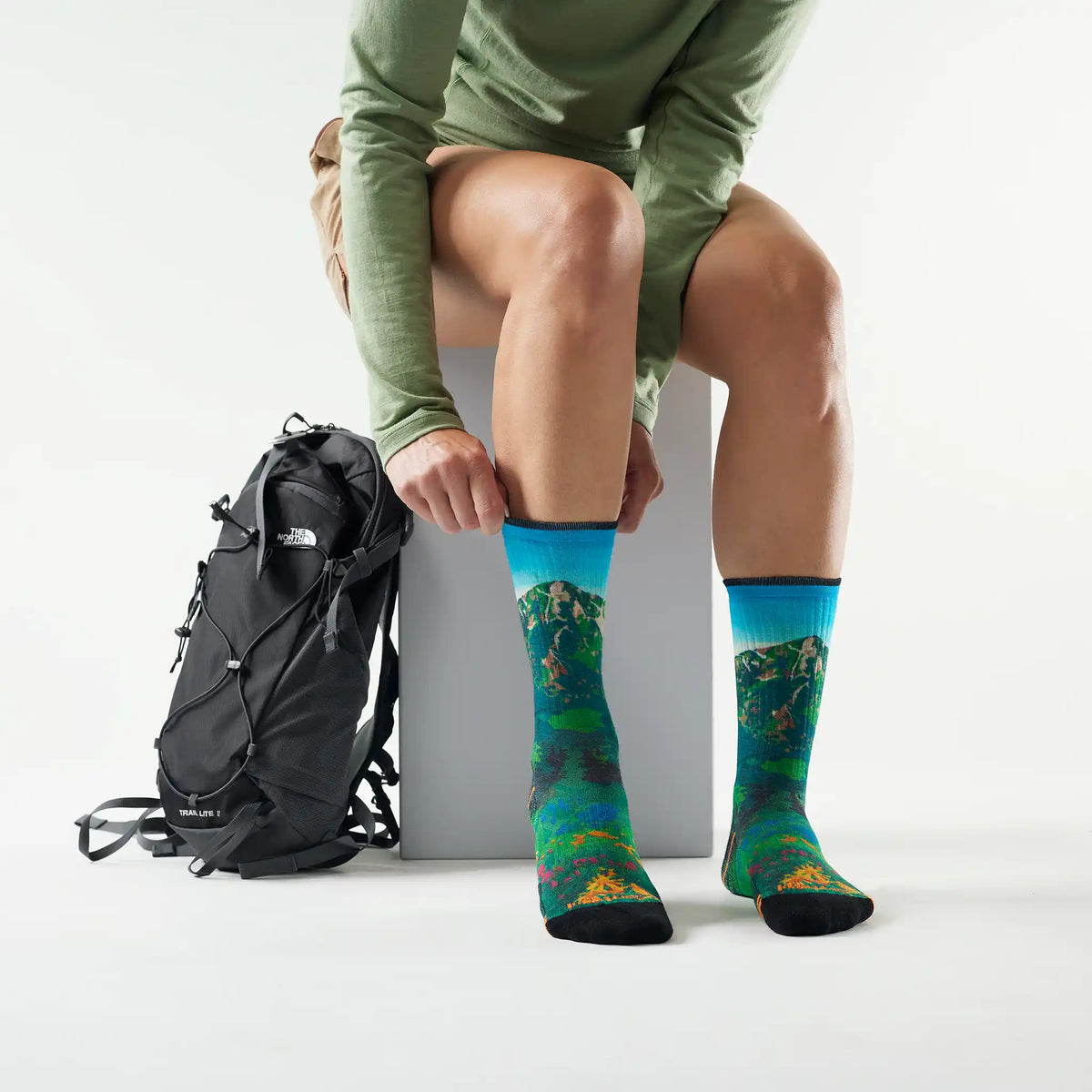 Smartwool chaussette de randonnée imprimée Mountain Lake pour femme - Bleu capri