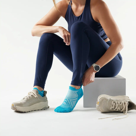 Smartwool socquette basse de course pour femme - Blanc / Bleu capri