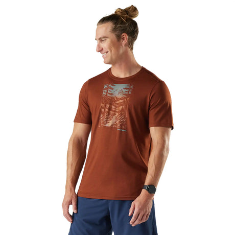 Smartwool T-shirt imprimé Winding Trail Active pour homme - Terre de Sienne calcinée