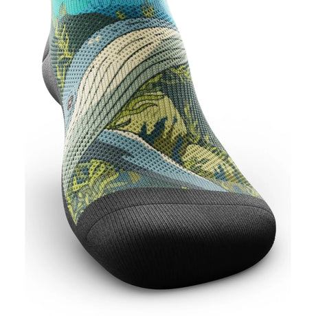 Outway Splashtacular Crew unisex running sock - Blue / Green - toe view