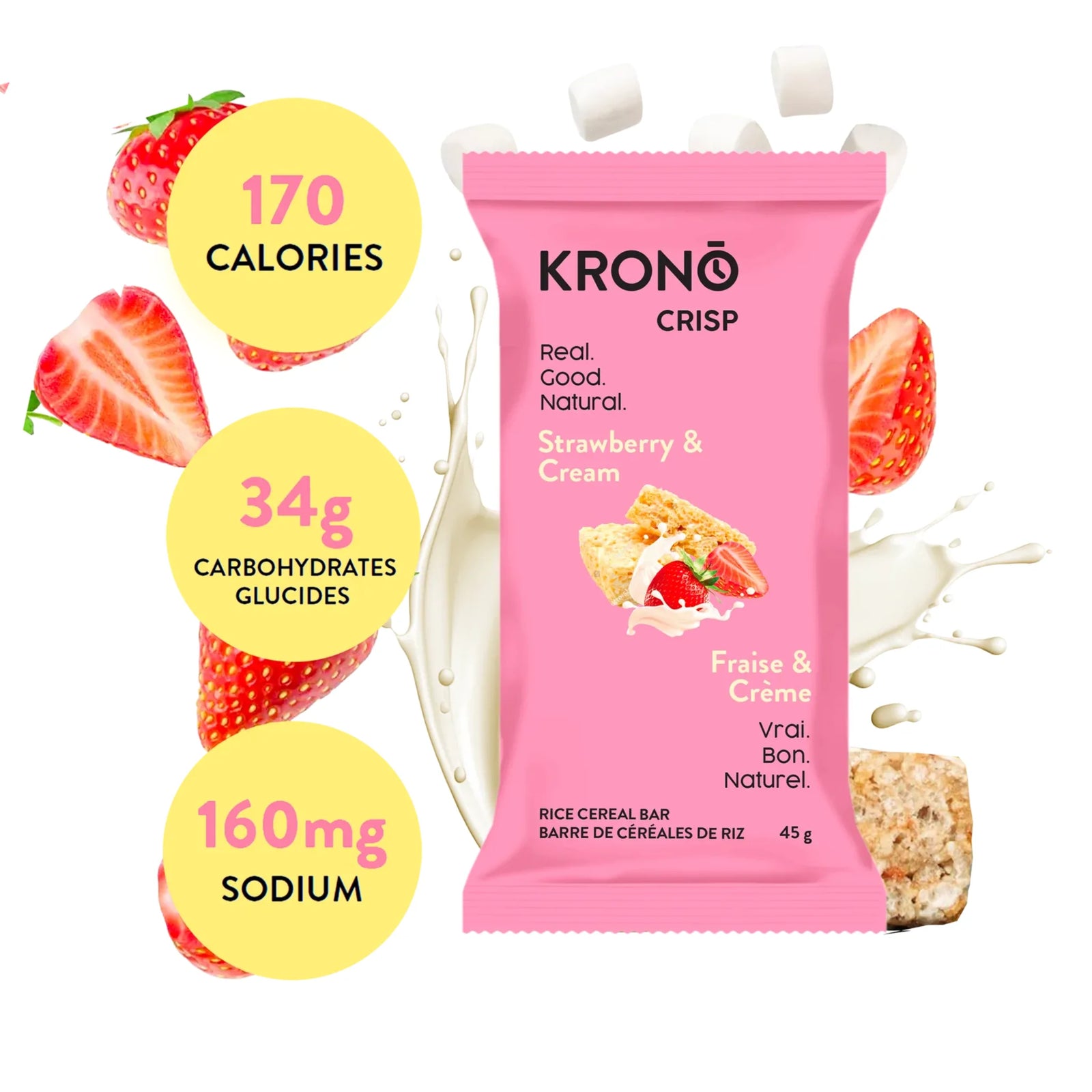 Krono Nutrition Strawberry and Cream Crispy Rice Bar