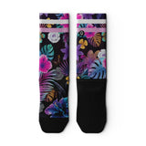 Outway Tropic Flare Crew unisex running sock - Purple / Black - flat lay pair