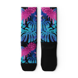 Outway Tropic Like It's Hot Crew chaussette de course unisexe - Rose / Bleu - paire à plat