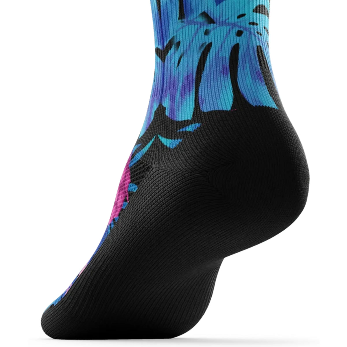 Outway Tropic Like It's Hot Crew chaussette de course unisexe - Rose / Bleu - vue du talon