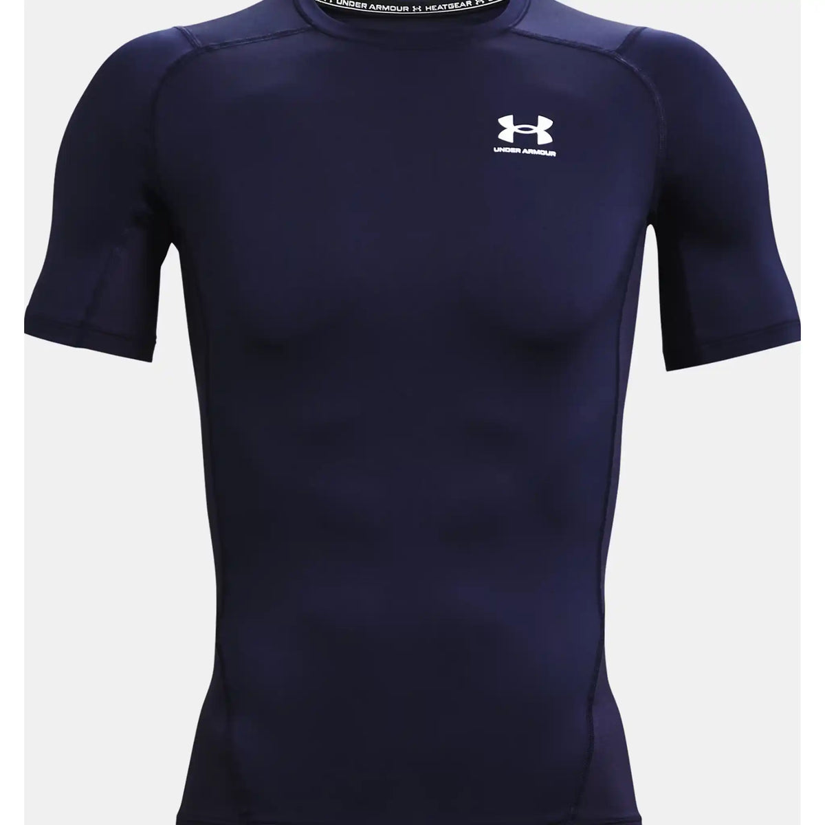 Under Armour UA HeatGear Armour - T-shirt à manches courtes homme - Bleu marine minuit / Blanc