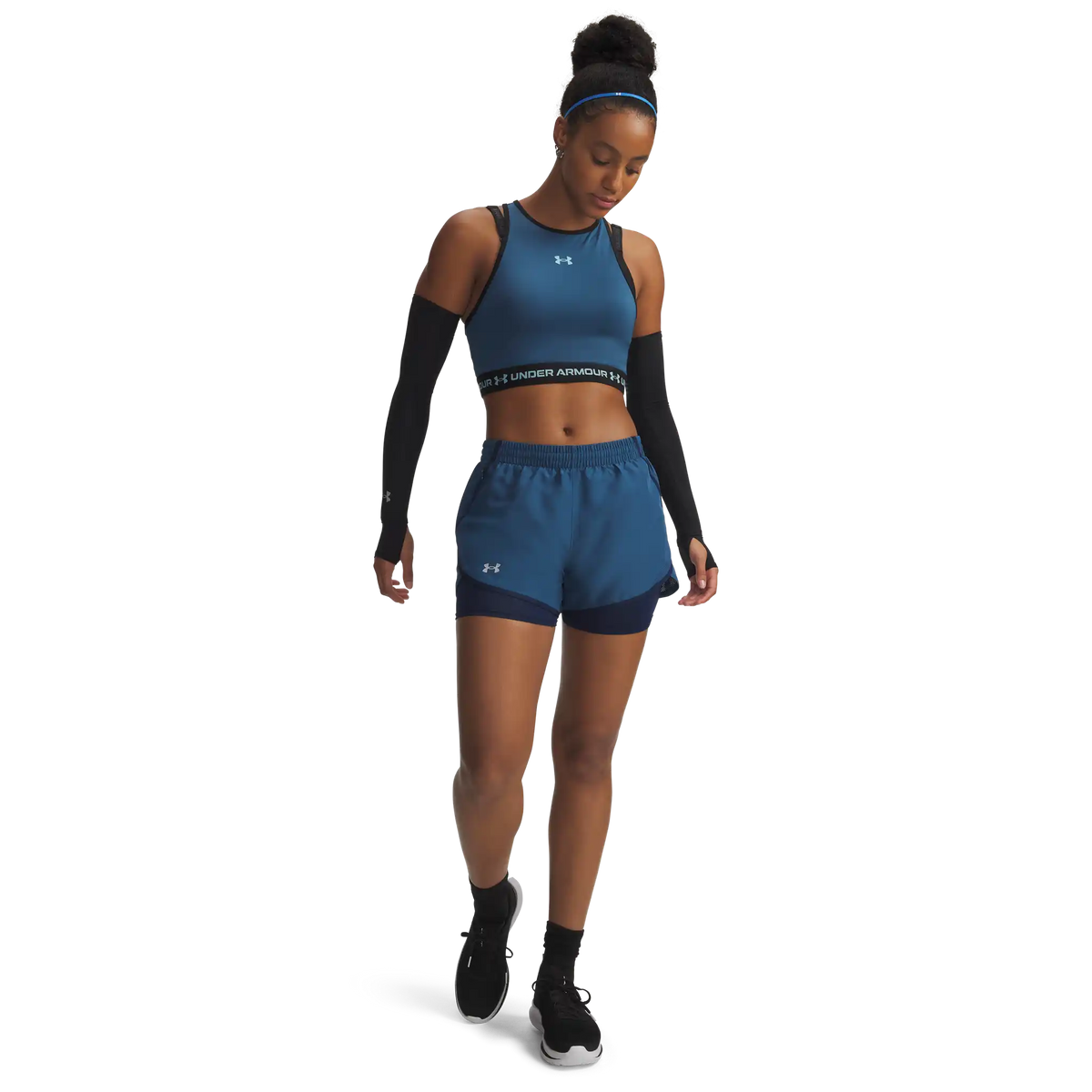 UA Fly-By short 2-en-1 pour femme - Wham Blue / Academy Reflective