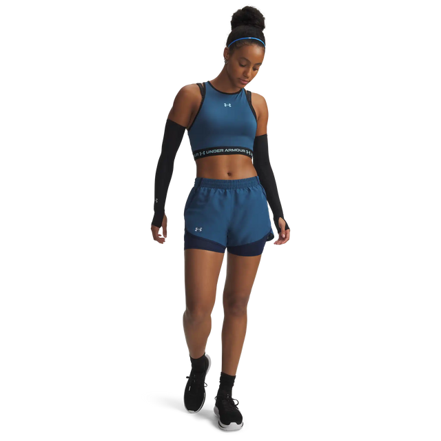 UA Fly-By short 2-en-1 pour femme - Wham Blue / Academy Reflective