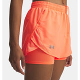 UA Fly-By short 2-en-1 pour femme - Electric Tangerine / Electric Tangerine / Reflective
