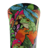 Outway Unfrog-ettable Forest Crew unisex running sock - Green / Multicolour - cuff close-up