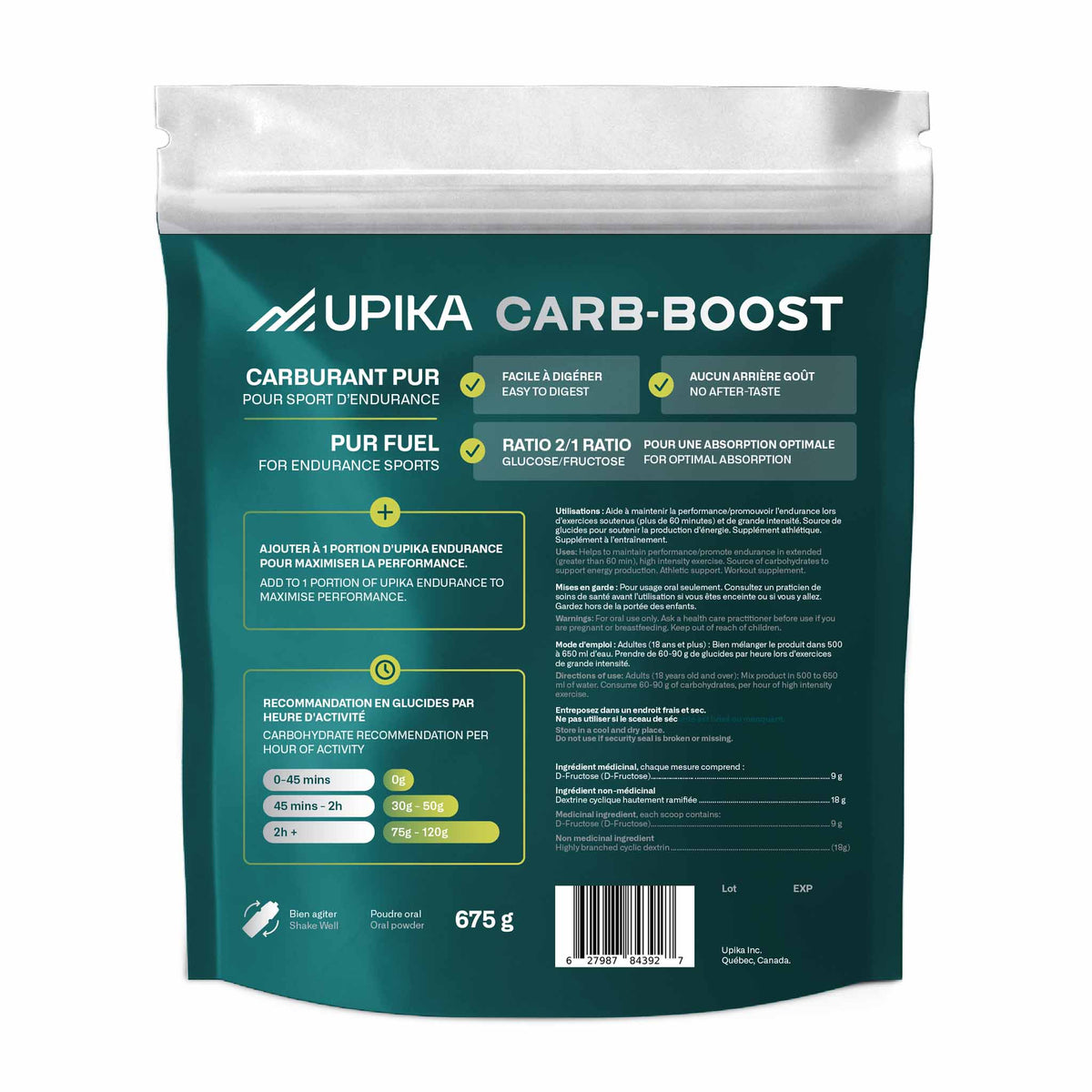 Upika Endurance Upika Carb-Boost Glucides premium pour sport d'endurance - 25 portions