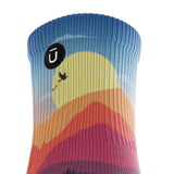 Outway Wanderlight Quarter chaussette de course unisexe - Bleu / Orange - gros plan du revers