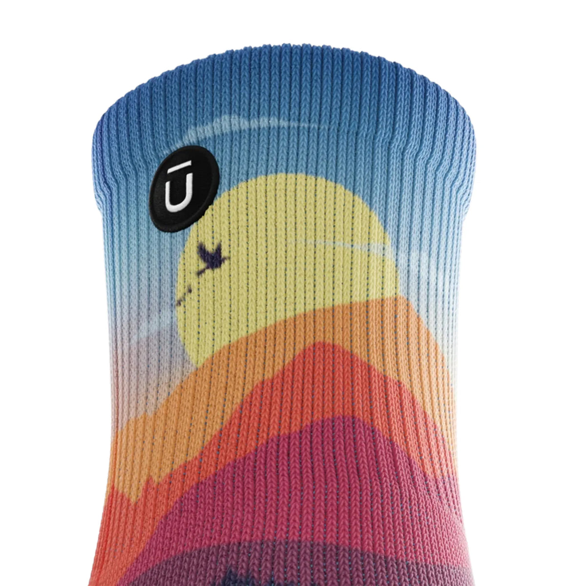 Outway Wanderlight Quarter chaussette de course unisexe - Bleu / Orange - gros plan du revers
