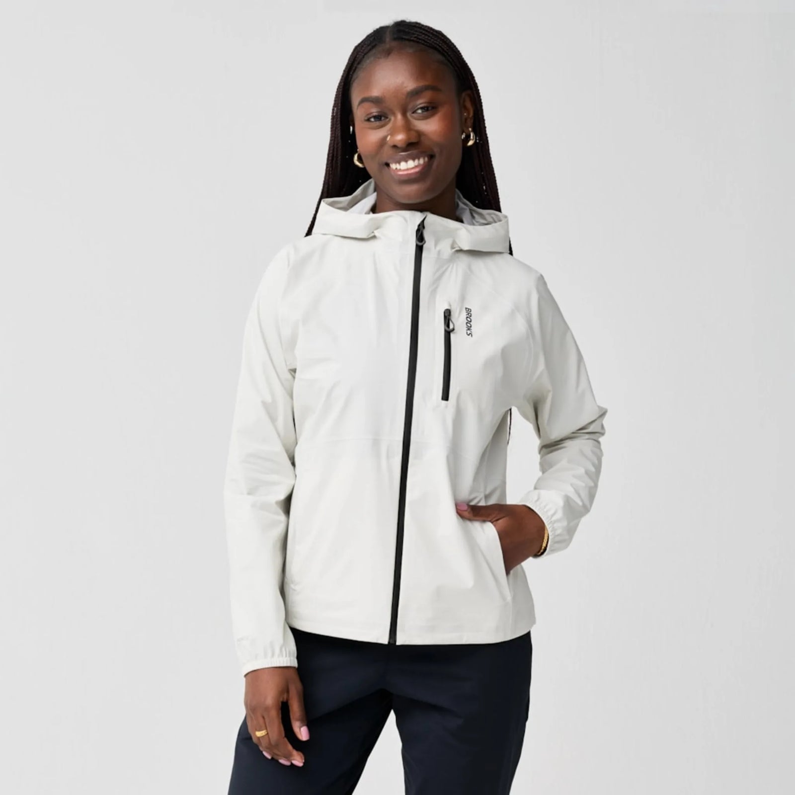 Brooks Canopy Waterproof Jacket women's waterproof jacket Bone