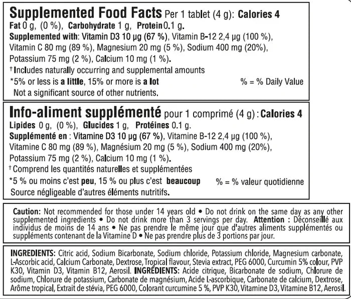 Krono Fizz Electrolytes Tropical Fruits - Nutrition Facts