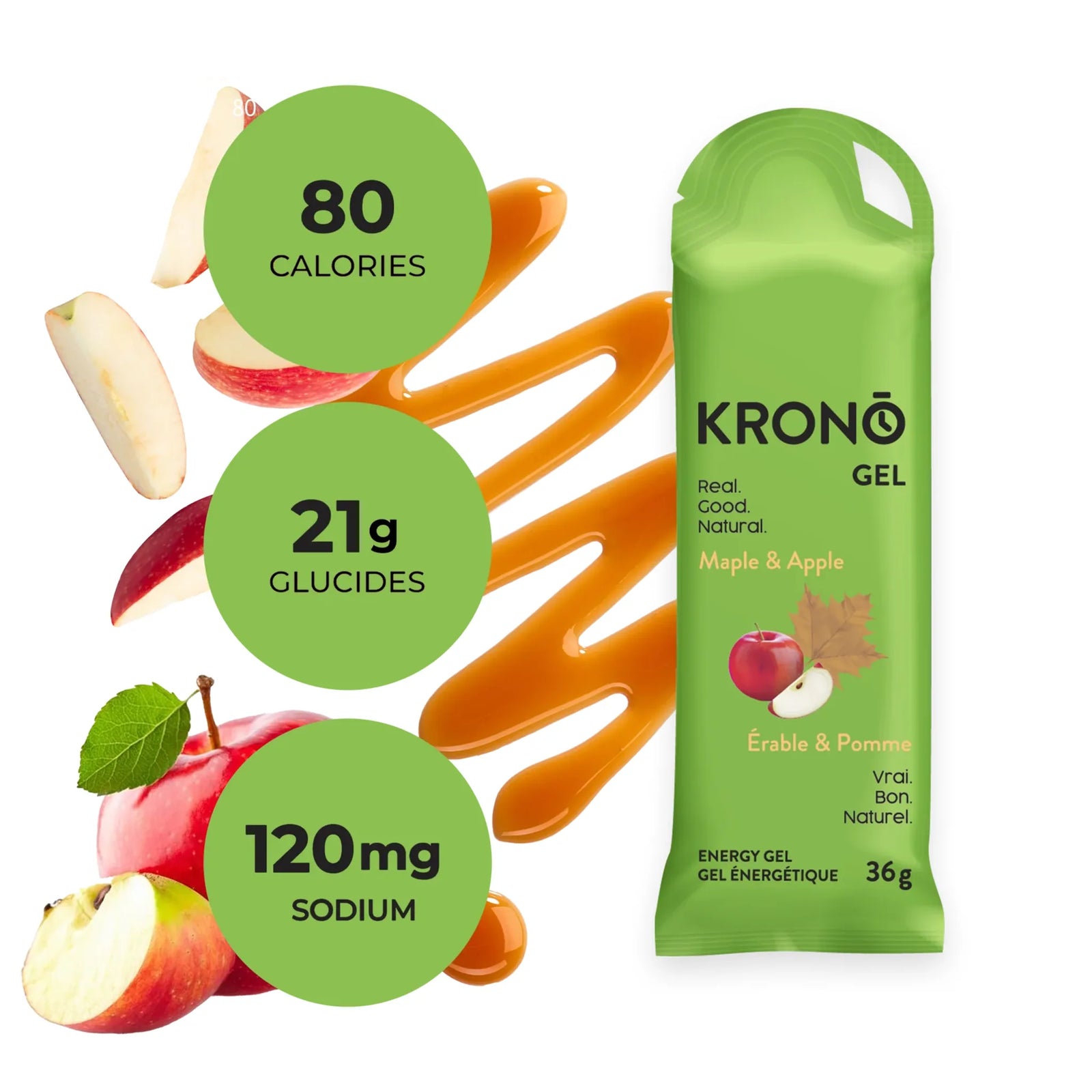 Krono Nutrition Gel énergétique Érable et pomme - Boîte de 24