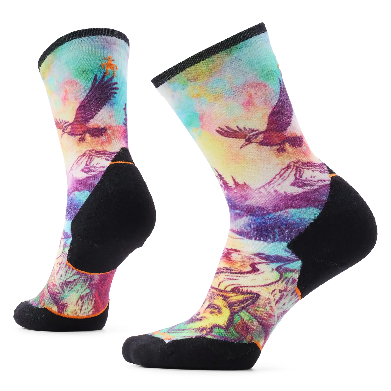 Smartwool chaussette de course en sentier imprimée Serene Peak pour femme, coloris Sarcelle poussiéreux — image principale