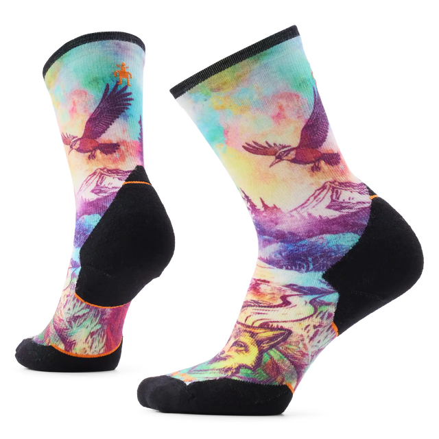Smartwool chaussette de course en sentier imprimée Serene Peak pour femme, coloris Sarcelle poussiéreux — image principale