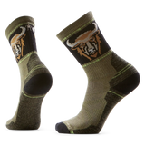 Chaussette de randonnée Smartwool Bison pour homme en laine mérinos, coloris mousse d'hiver avec motif tête de bison