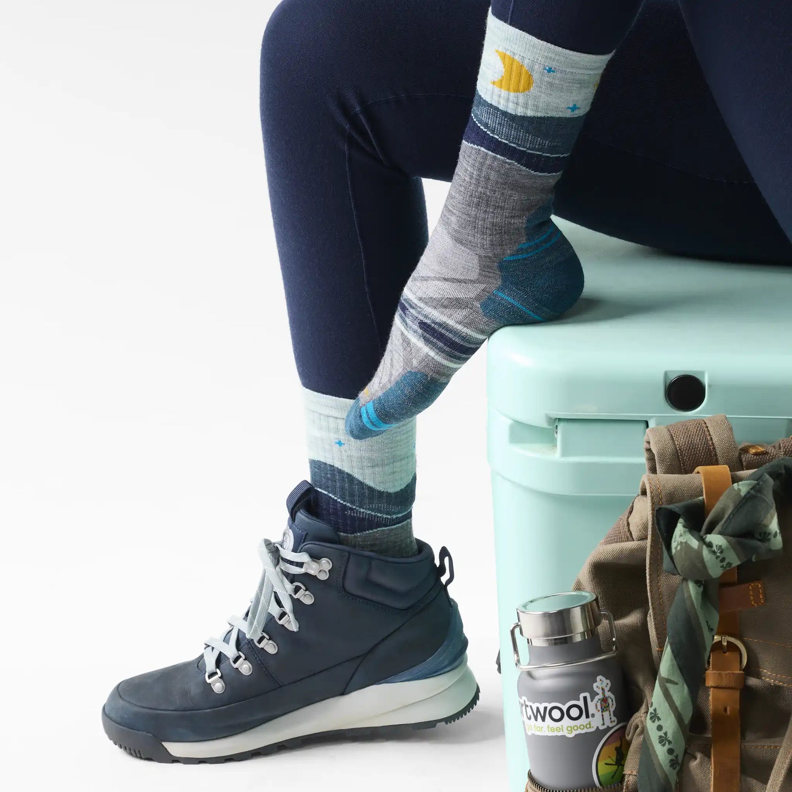 Smartwool chaussette de randonnée imprimée Lunar Trek pour femme, coloris Medium Gray — vue supplémentaire