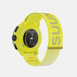 Suunto Run GPS running watch, Lime colour (textile strap) — rear view