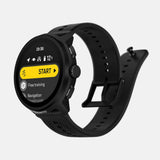 Suunto Run GPS running watch, All Black colour (silicone strap) — right three-quarter view