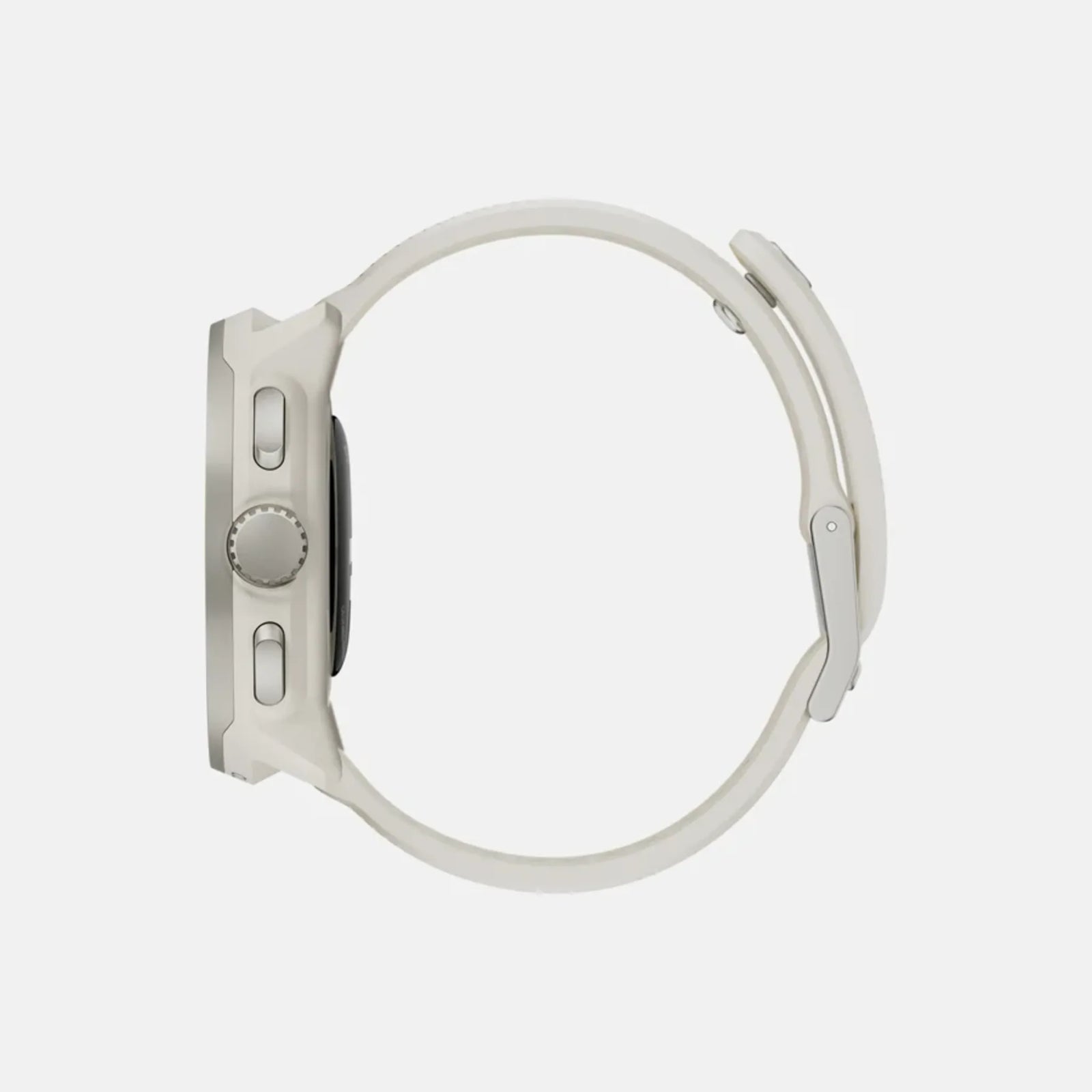 Suunto Run GPS running watch, Frost Gray colour (silicone strap) — right profile view